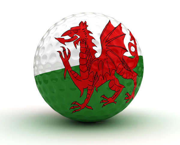 Golf ball with Welsh flag